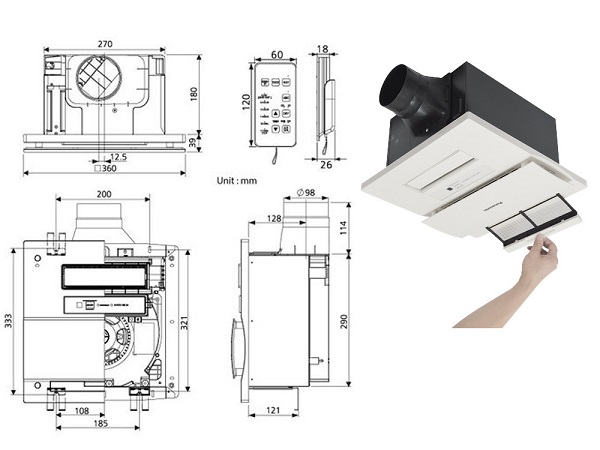 Quạt hút âm trần sưởi FV‑30BG3