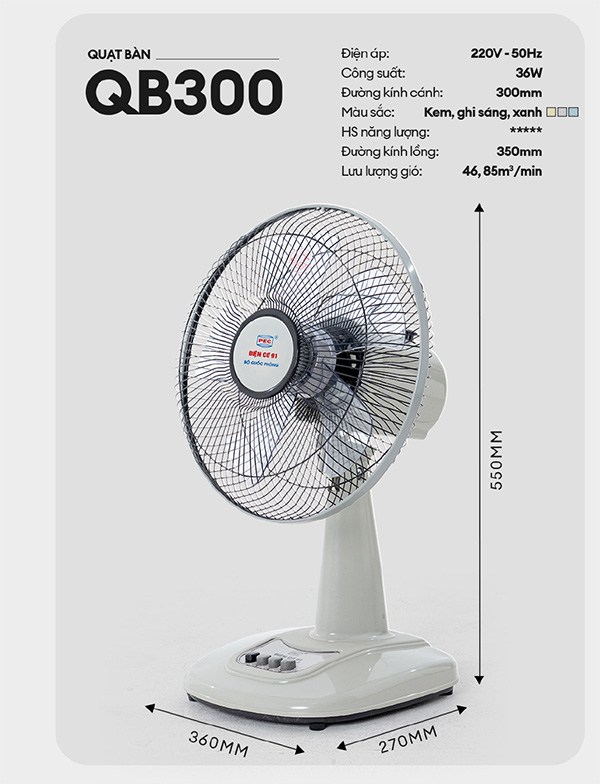 Quạt bàn điện cơ 91 QB-300