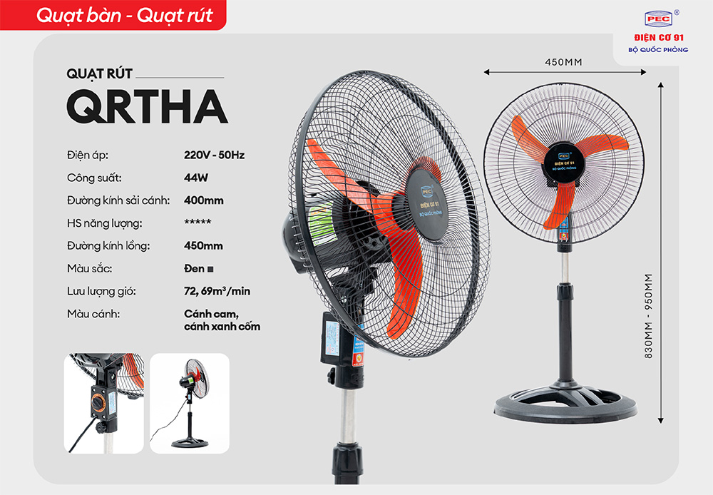 Quạt cây điện cơ 91 QR-THA