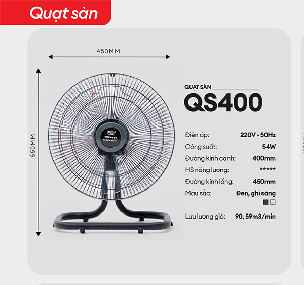 Quạt sàn điện cơ 91 QS-400,