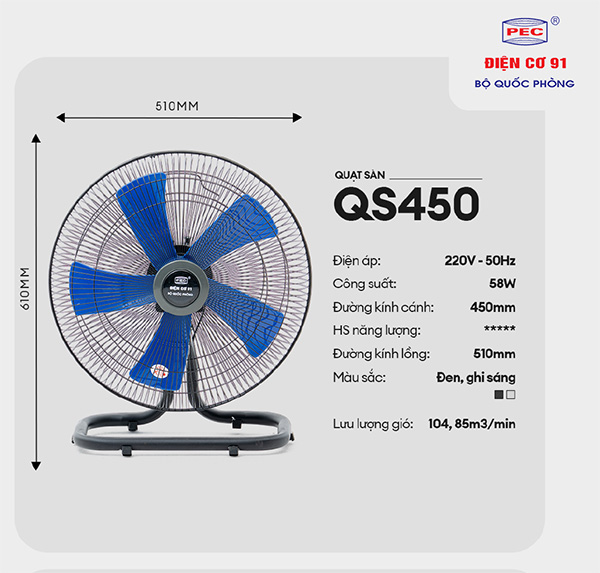 Quạt sàn điện cơ 91 QS-450