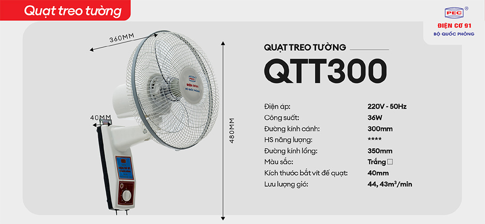 Quạt treo tường điện cơ 91 QTT-300