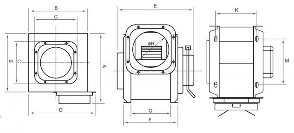 Quạt thông gió nối ống vuông góc Nanyoo DPT20-75, (50-65m2)
