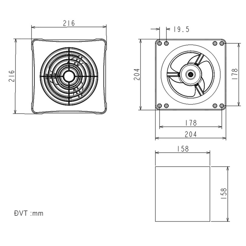 Quạt thông gió âm tường Whifa VNB10CK Made in Korea, 54m3/h