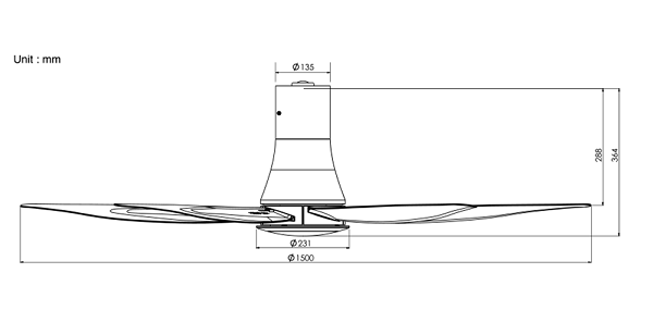 Quạt trần Panasonic F-60TDN 5 cánh, màu trắng bạc, 9 cấp độ gió, điều khiển từ xa