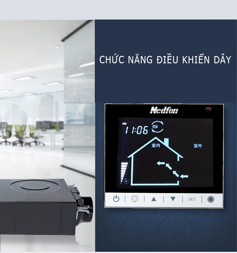 Quạt cấp khí tươi Nedfon DGT15-45H, Siêu mỏng, có lọc Hepa