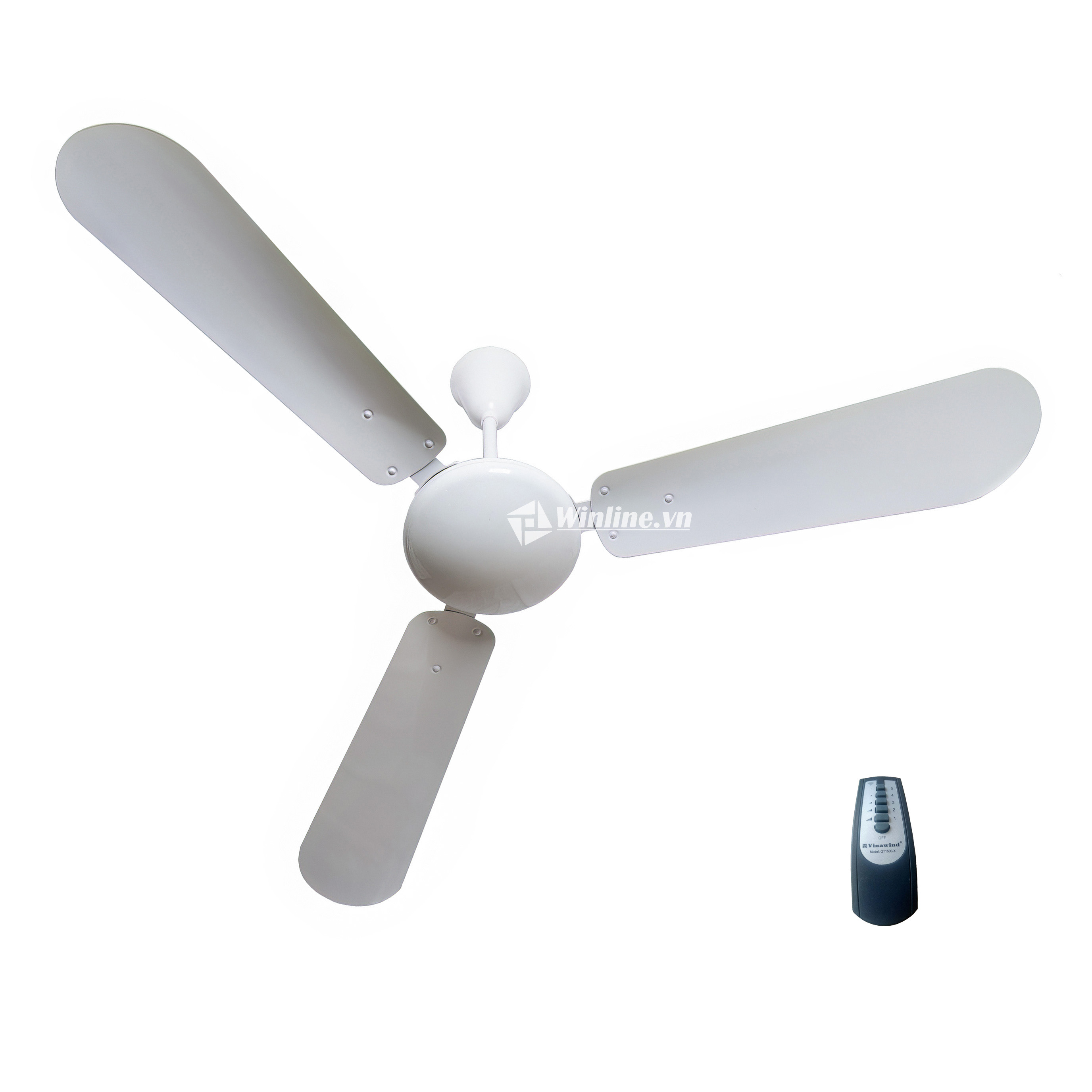 Quạt trần Vinawind QT-1400X trắng 3 cánh nhôm điều khiển từ xa