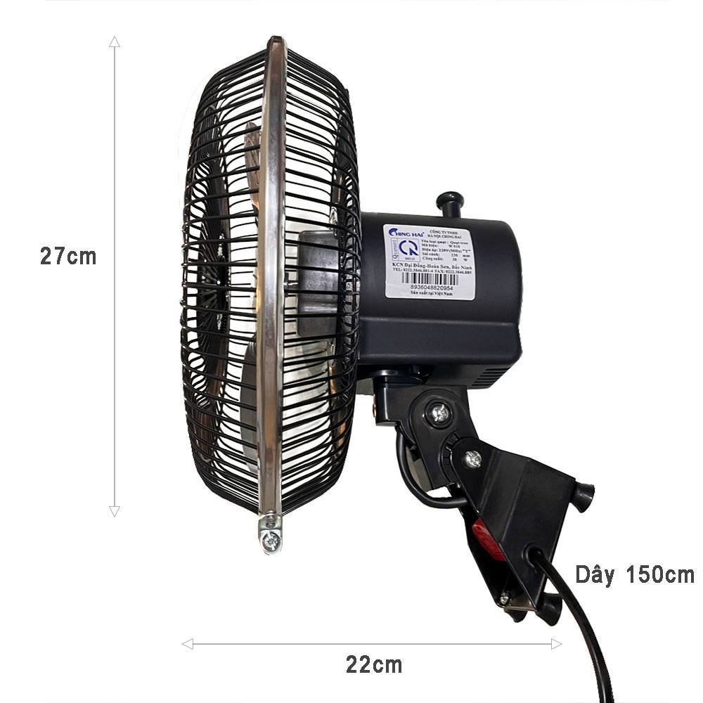 Quạt treo tường Chinghai W910, sải cánh 230, 38w