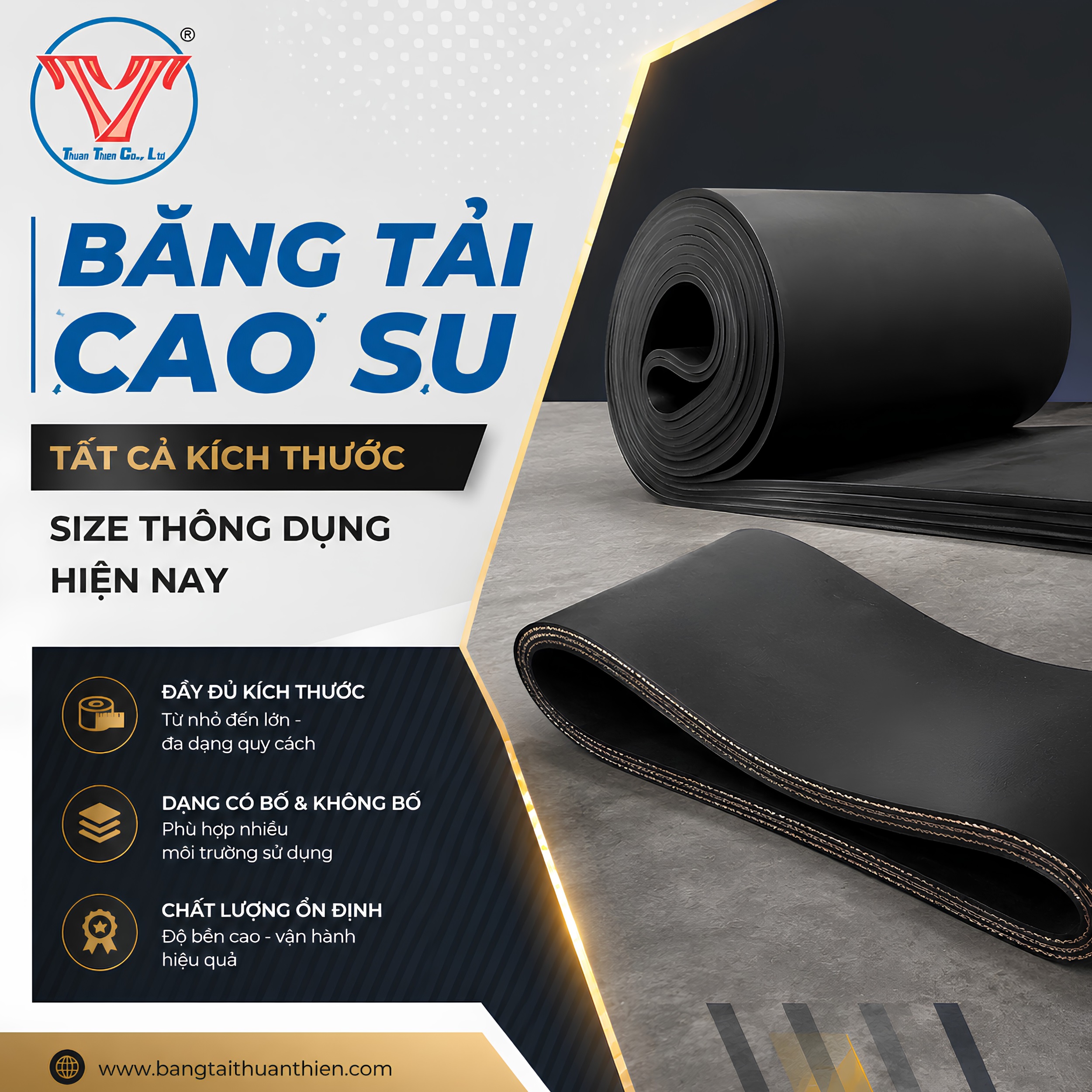 BĂNG TẢI CAO SU - TẤT CẢ KÍCH THƯỚC, SIZE THÔNG DỤNG HIỆN NAY