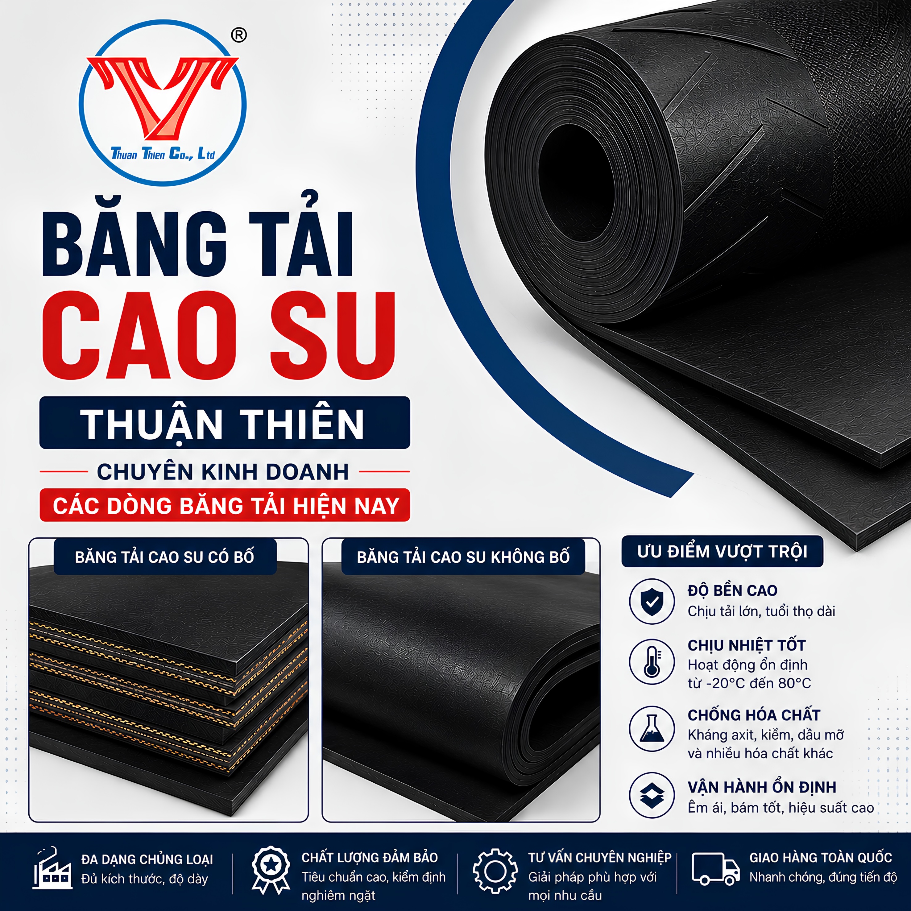 BĂNG TẢI CAO SU - THUẬN THIÊN CHUYÊN KINH DOANH CÁC DÒNG BĂNG TẢI HIỆN NAY