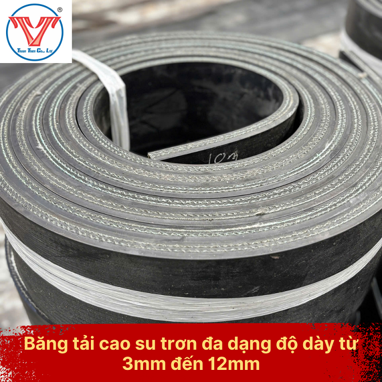 Băng tải cao su trơn đa dạng độ dày từ 3mm đến 12mm