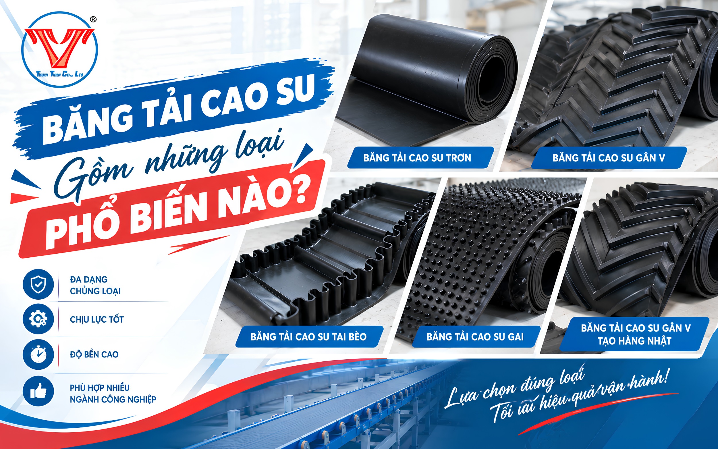 Băng tải cao su gồm những loại phổ biến nào