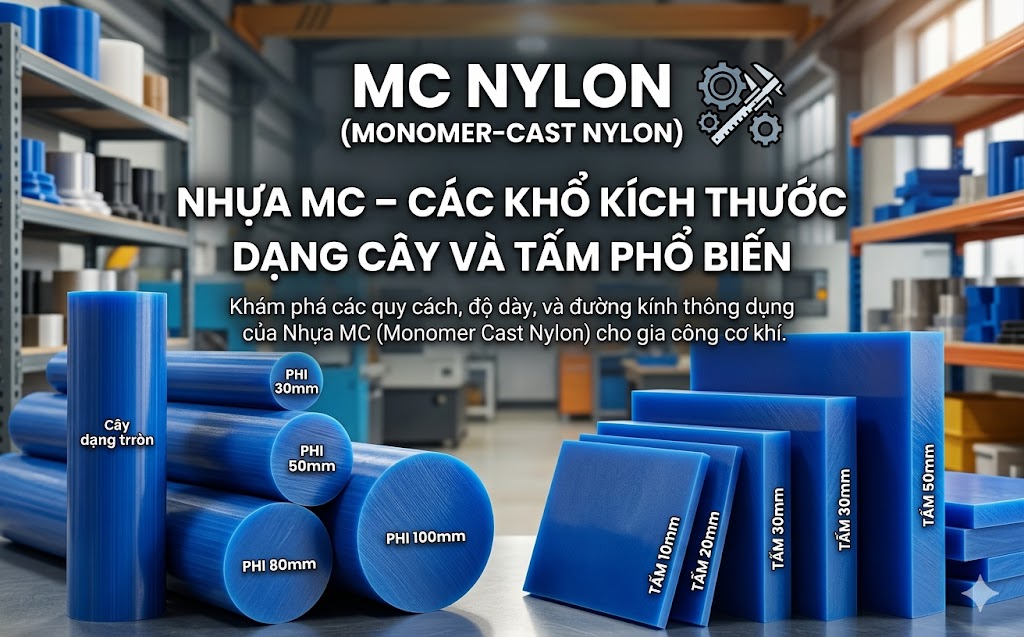 các khổ kích thước phổ biến của nhựa mc