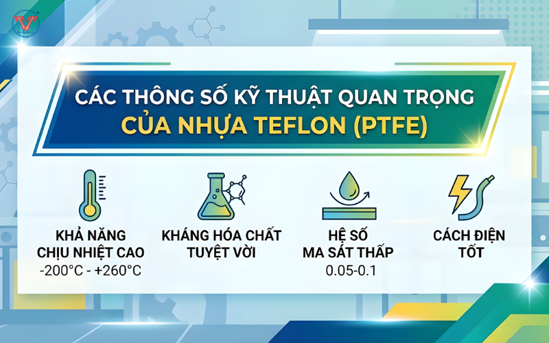 các thông số kỹ thuật quan trọng của nhựa teflon - ptfe