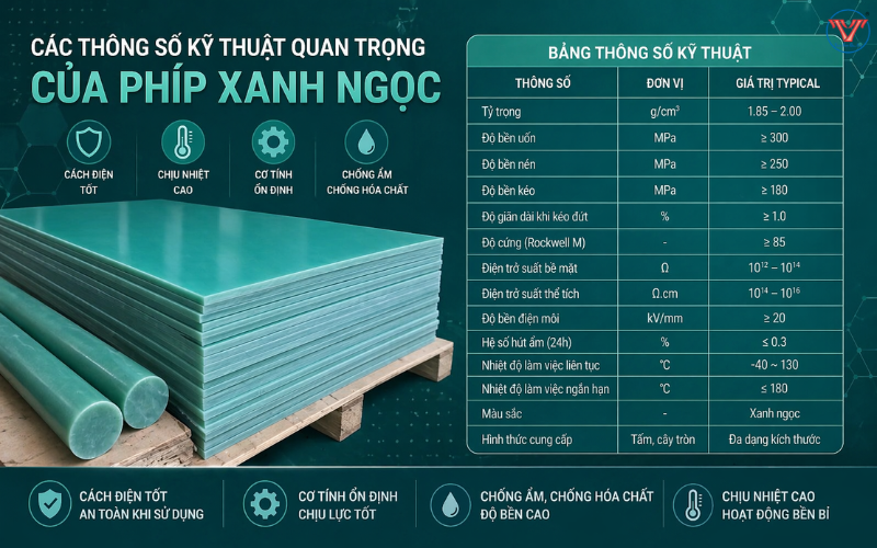 các thông số kỹ thuật quan trọng của phíp xanh ngọc