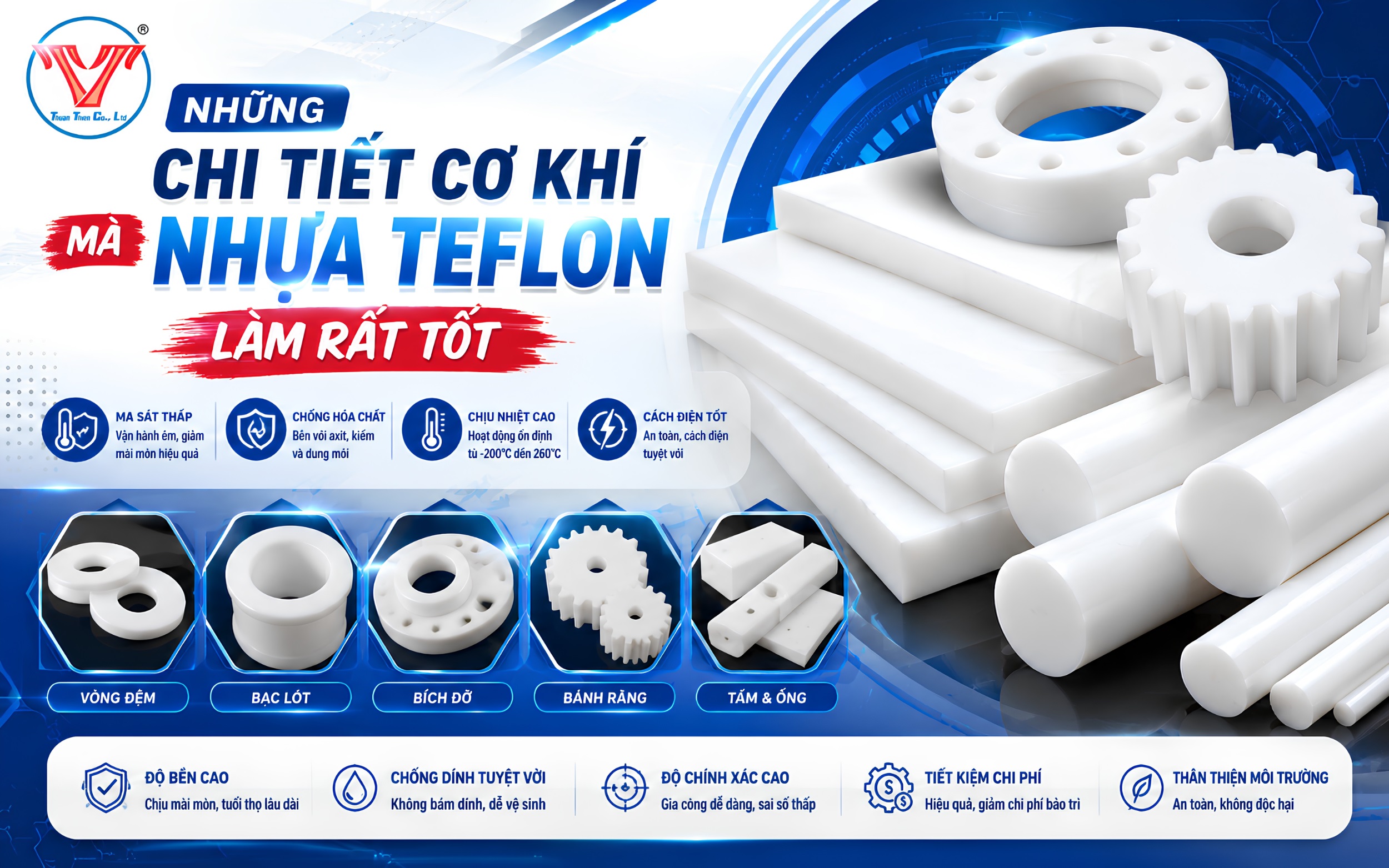 những chi tiết cơ khí mà nhựa teflon nhựa ptfe làm tốt