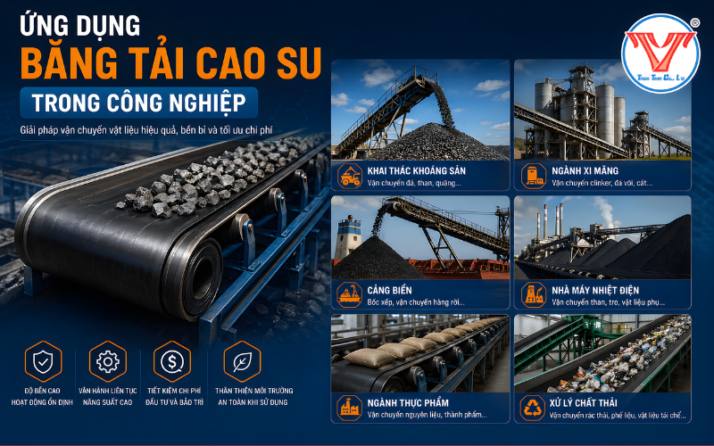 ứng dụng của băng tải cao su trong công nghiệp