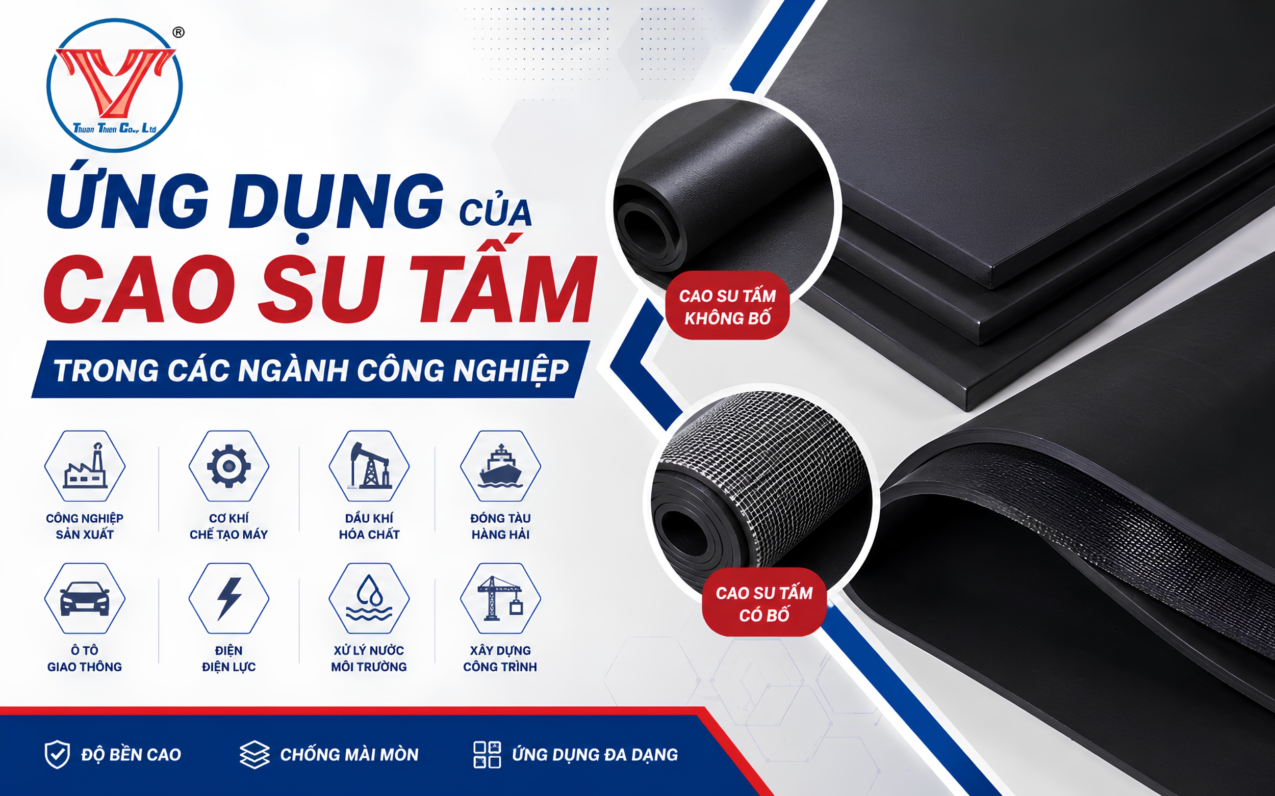 Ứng dụng của cao su tấm trong các ngành công nghiệp