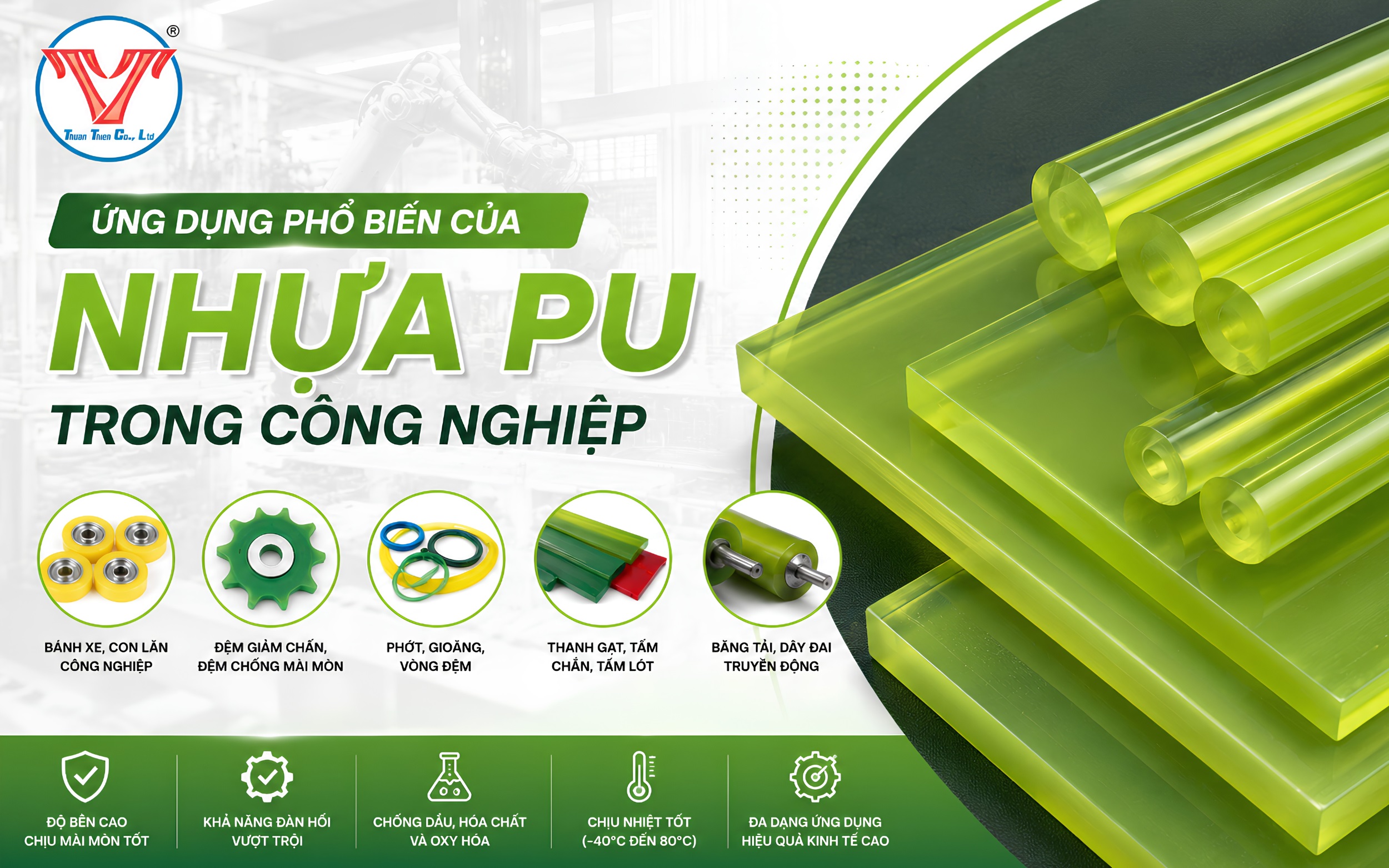 Ứng dụng phổ biến của nhựa PU trong công nghiệp