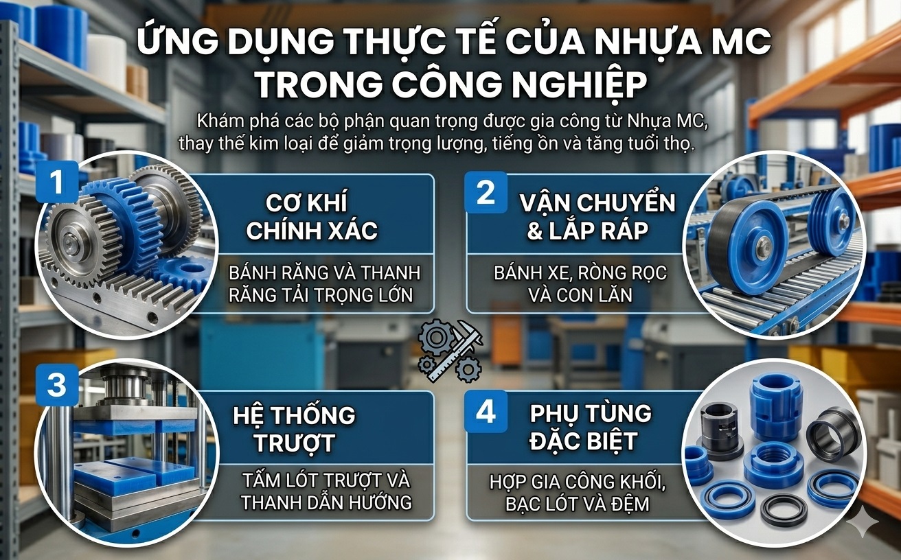 ứng dụng thực tế của nhựa mc trong công nghiệp