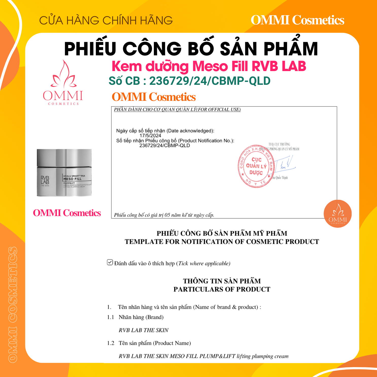 Bộ Meso Fill RVB LAB - Thương hiệu cao cấp của Ý Chính hãng