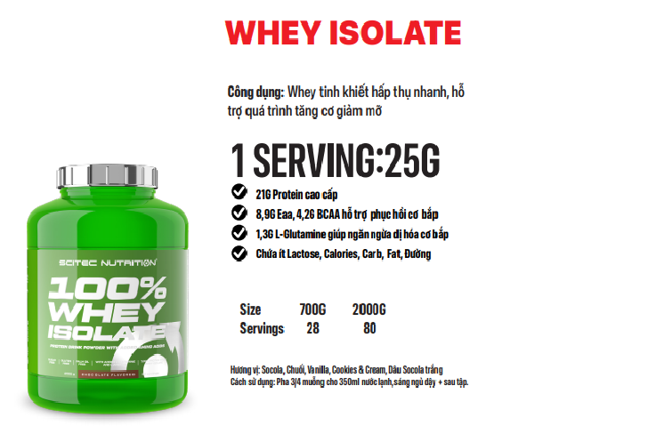 100% Whey Isolate 700g (28 servings) | Scitec Nutrition