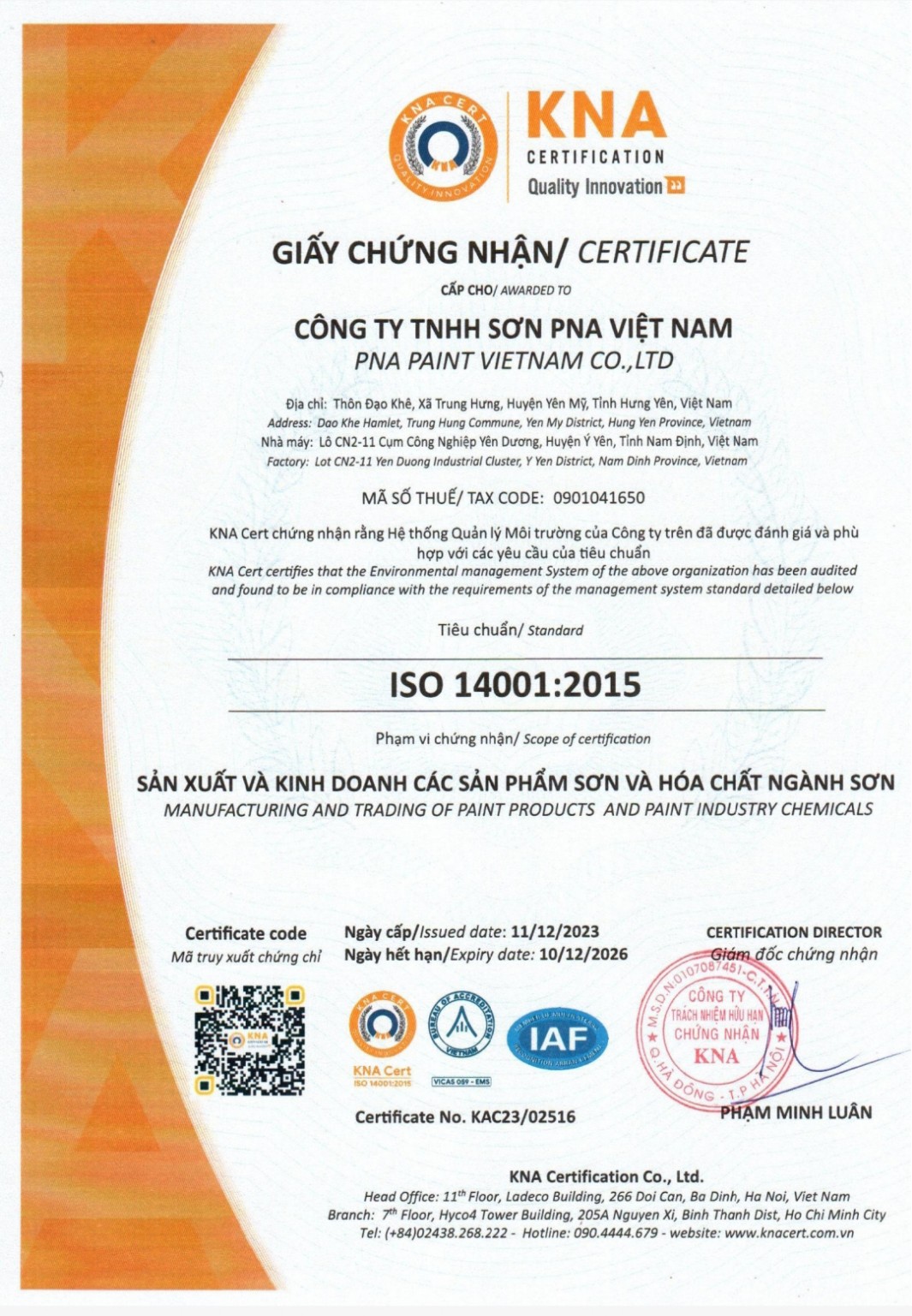Công ty TNHH Sơn PNA Việt Nam