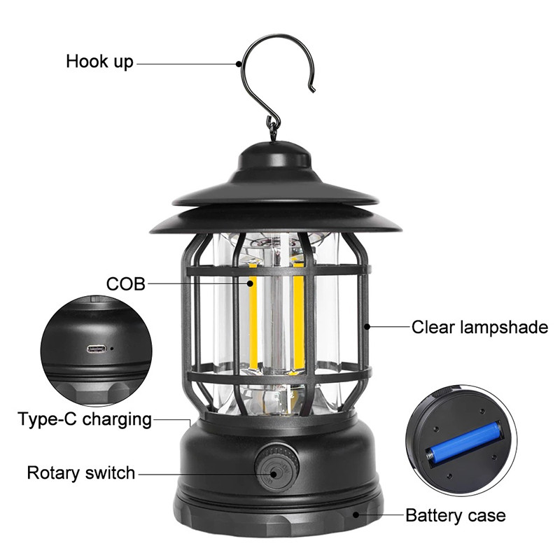 Đèn Lồng Cắm Trại Tích Điện L27 Sáng Vàng ( Thùng 60 )