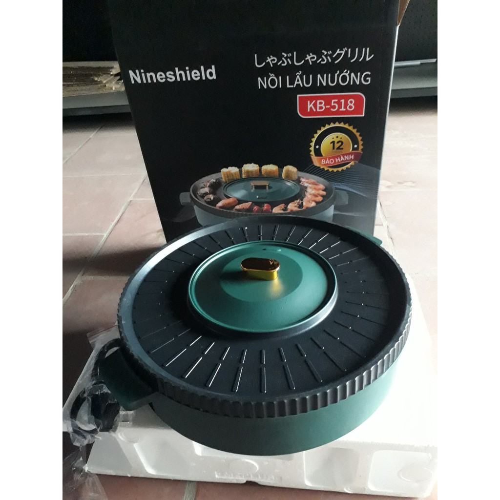 Nồi Lẩu Nướng Tròn 2 Trong 1 Màu Xanh