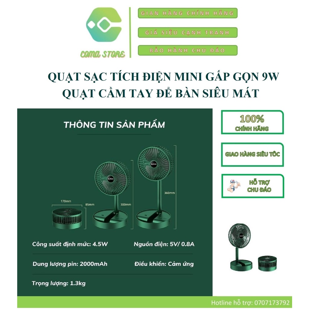 Quạt Super Mini Gấp Gọn Công Suất 9W ( Thùng 40 )