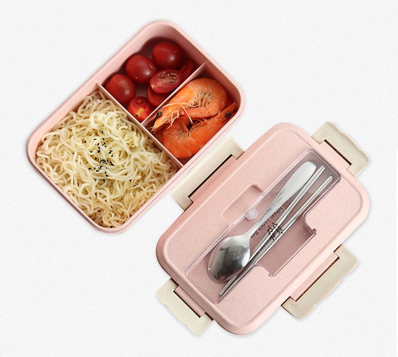 Hộp cơm lúa mạch 3 ngăn Kèm Đũa Muỗng ( Thùng 120 )