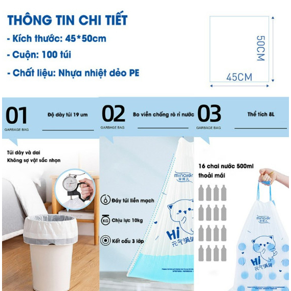 Set 100 Túi Rác Sinh Học Thế Hệ Mới ( Bao 50 Set )