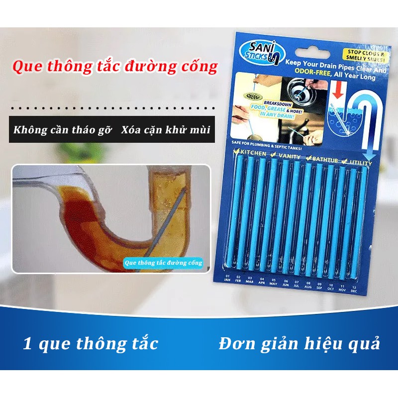 Vỉ 12 Que Thông Cống Sani Sticks