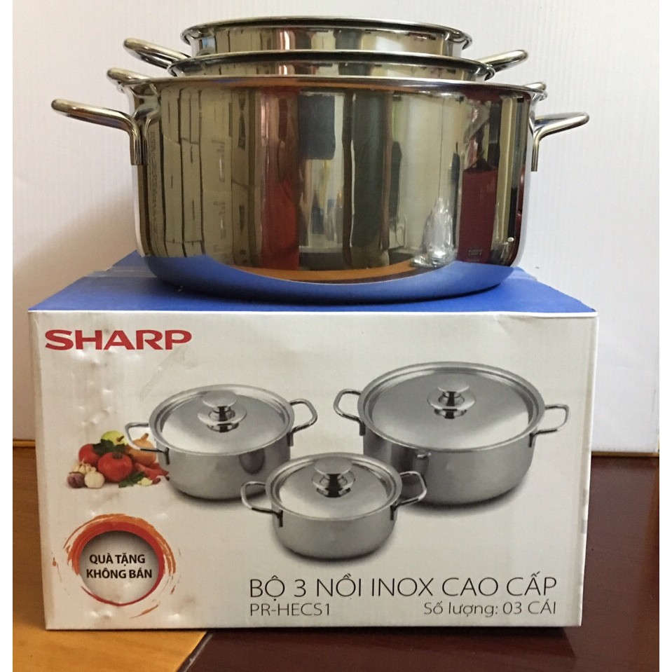 Bộ 3 Nồi Inox Sharp Có Nắp