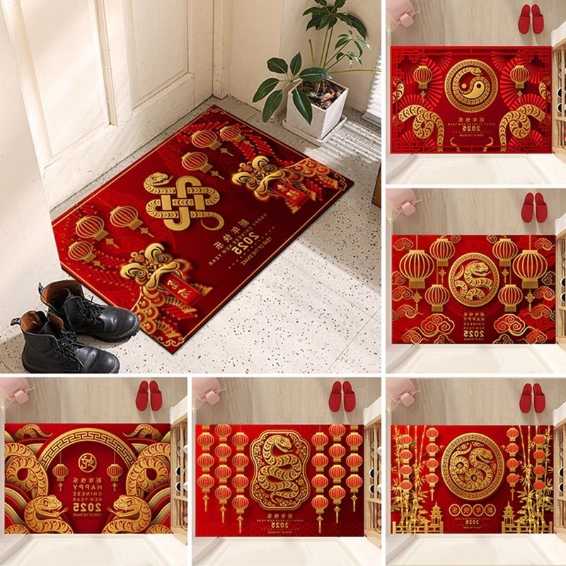 (Thảm Đơn) Thảm Tết Màu Đỏ Sắc Xuân Về 2025 (Bao 300 Cái)