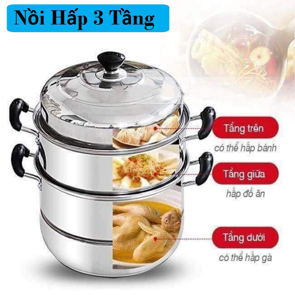 Nồi Hấp 3 Tầng Inox 28cm