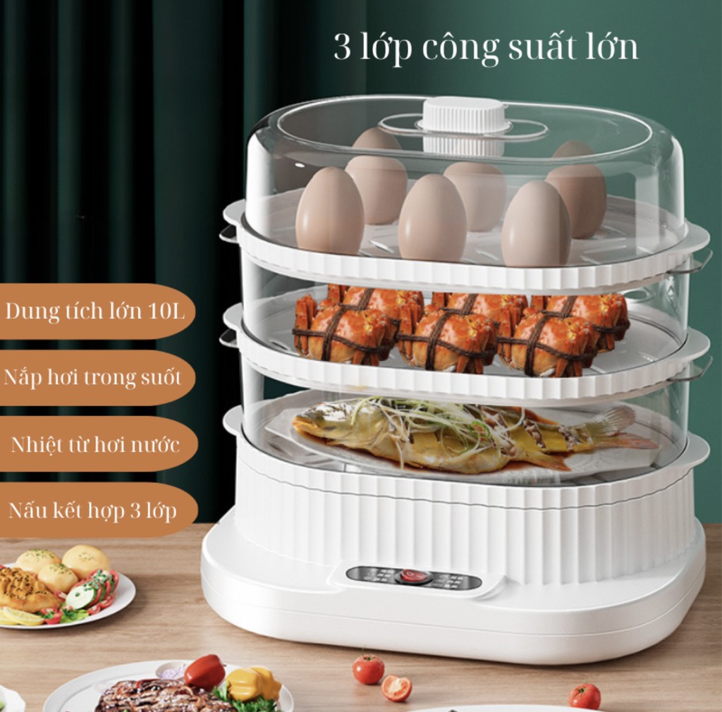 Nồi Hấp Điện 3 Tầng 10L ( Thùng 4 )