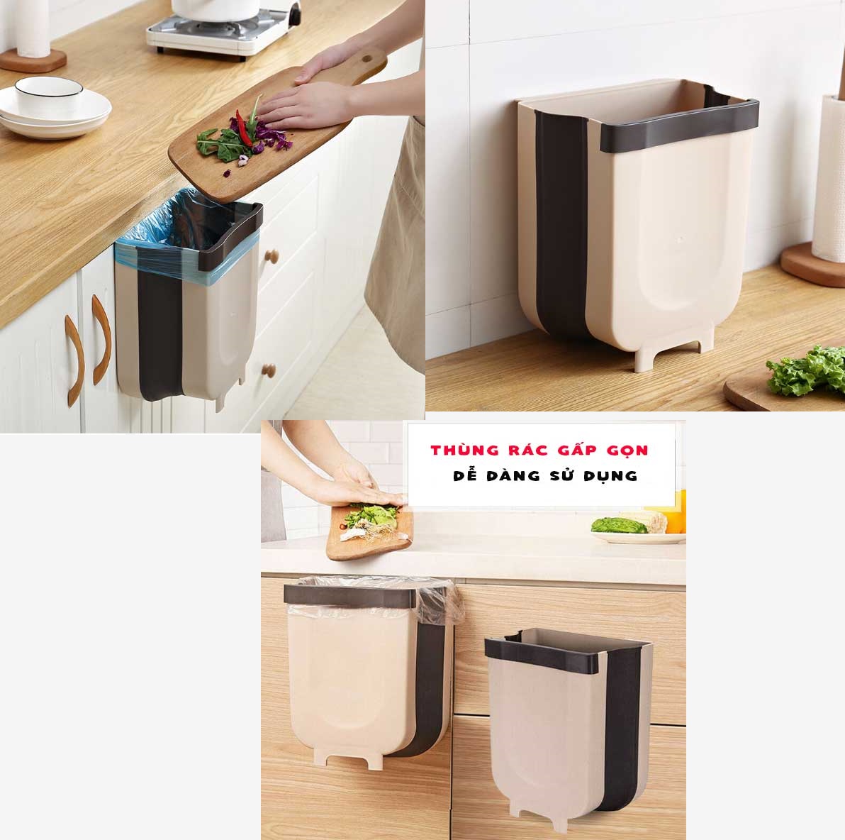 Thùng rác gấp gọn loại nhỏ 21x14x23.5cm