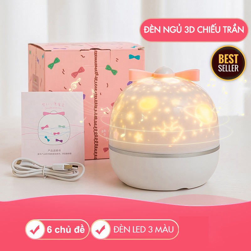 Đèn Ngủ Chiếu Trần 3D Xoay (6 Chủ Đề)