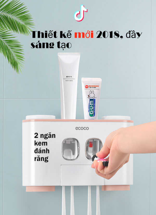 Bộ Nhả Kem Đánh Răng Đôi Kèm 4 Ly Ecoco E1802 (Thùng 36)