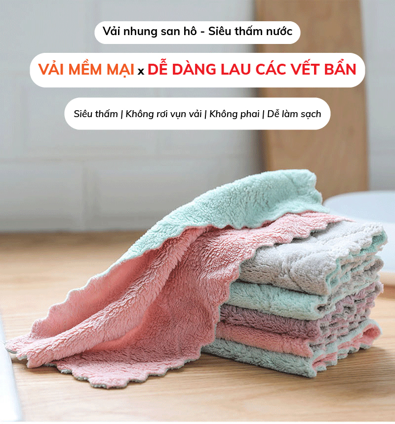 (Set 10)Khăn Lau 2 Mặt Đa Năng Siêu Thấm (Bao 200 Set)