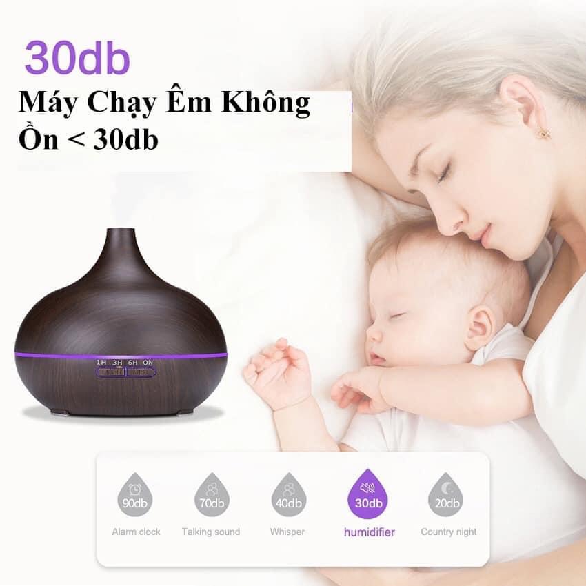 Máy Xông Tinh Dầu Vân Gỗ Có Remote