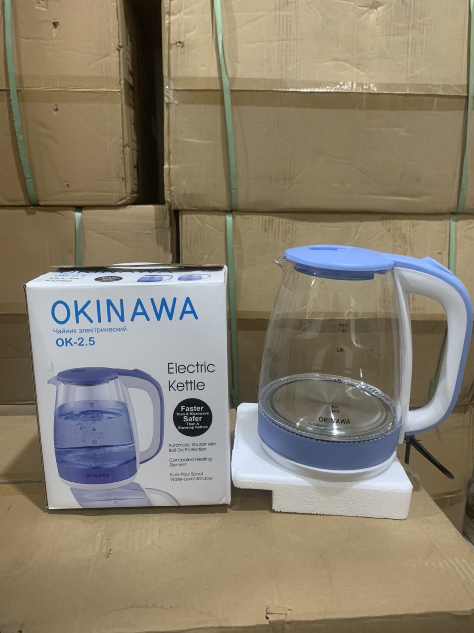 Ấm Đun Thủy Tinh 2.5L OKINAWA (Thùng 12 cái)