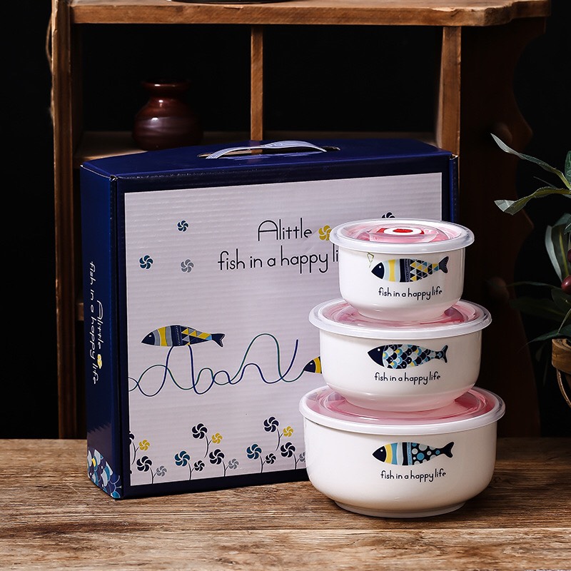 Set 3 Thố Sứ - Hình Con Cá (Thùng 20)