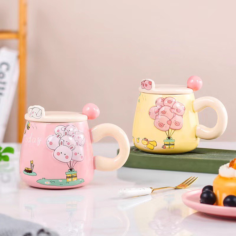 Cốc Sứ Cute Chùm Bông Quai Nón (Thùng 60)