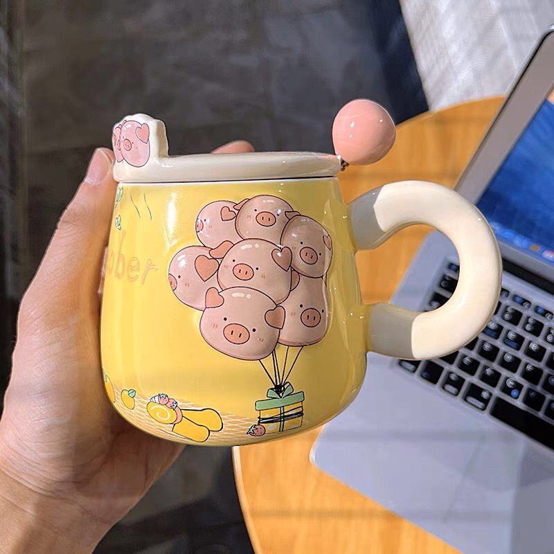 Cốc Sứ Cute Chùm Bông Quai Nón (Thùng 60)