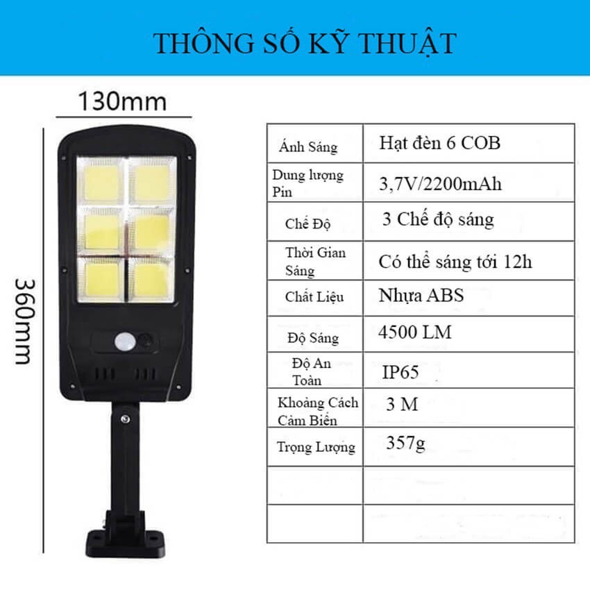 Đèn Năng Lượng Mặt Trời 6 Bóng Loại Lớn - Có Remote (Thùng 100)