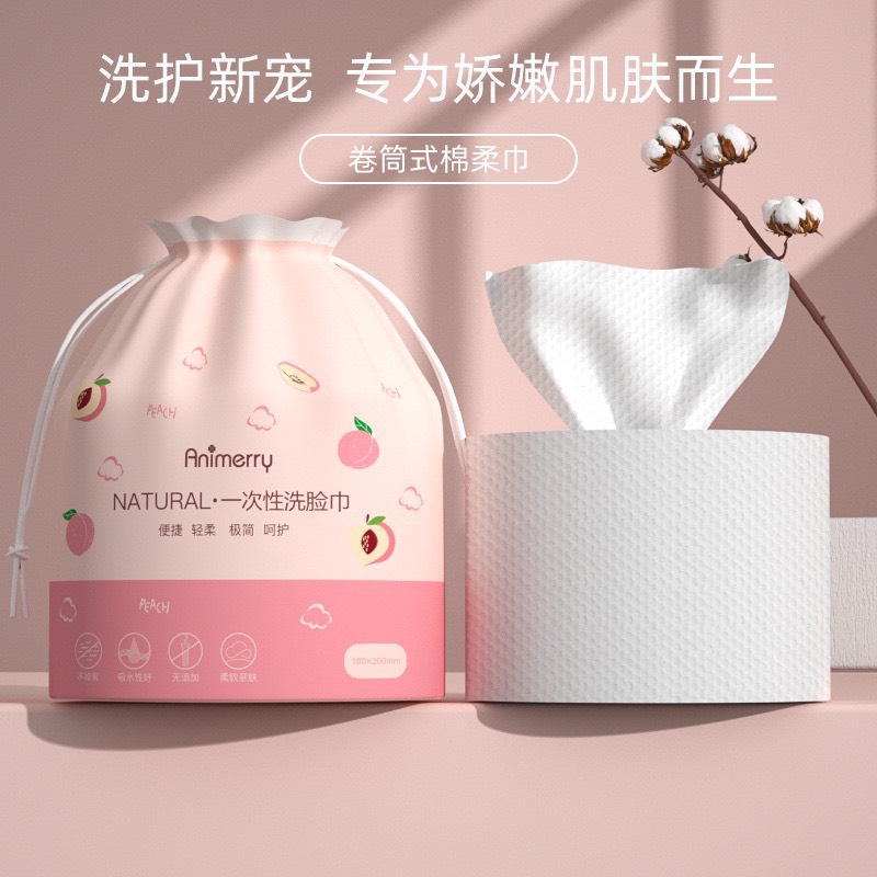 Túi Khăn Giấy Tẩy Trang Hồng Dùng 1 Lần Animerry (Thùng 150 )