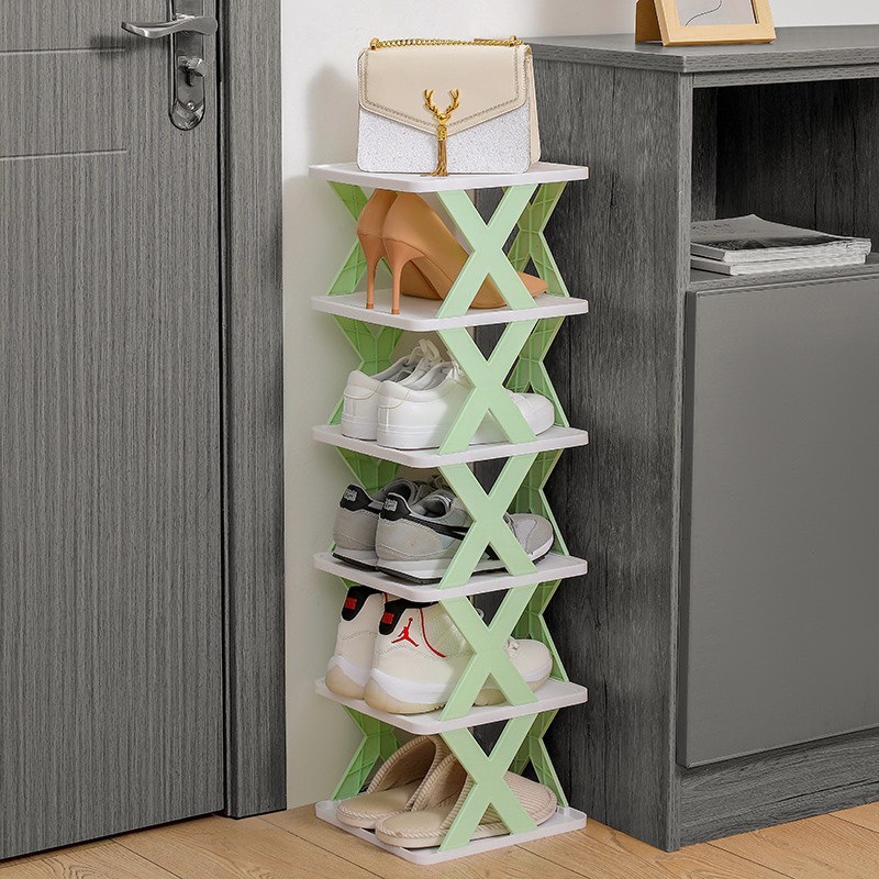 (Có Hộp) Kệ Giày Nhựa 5 Tầng Xếp Gọn Chữ X (Bao 20)