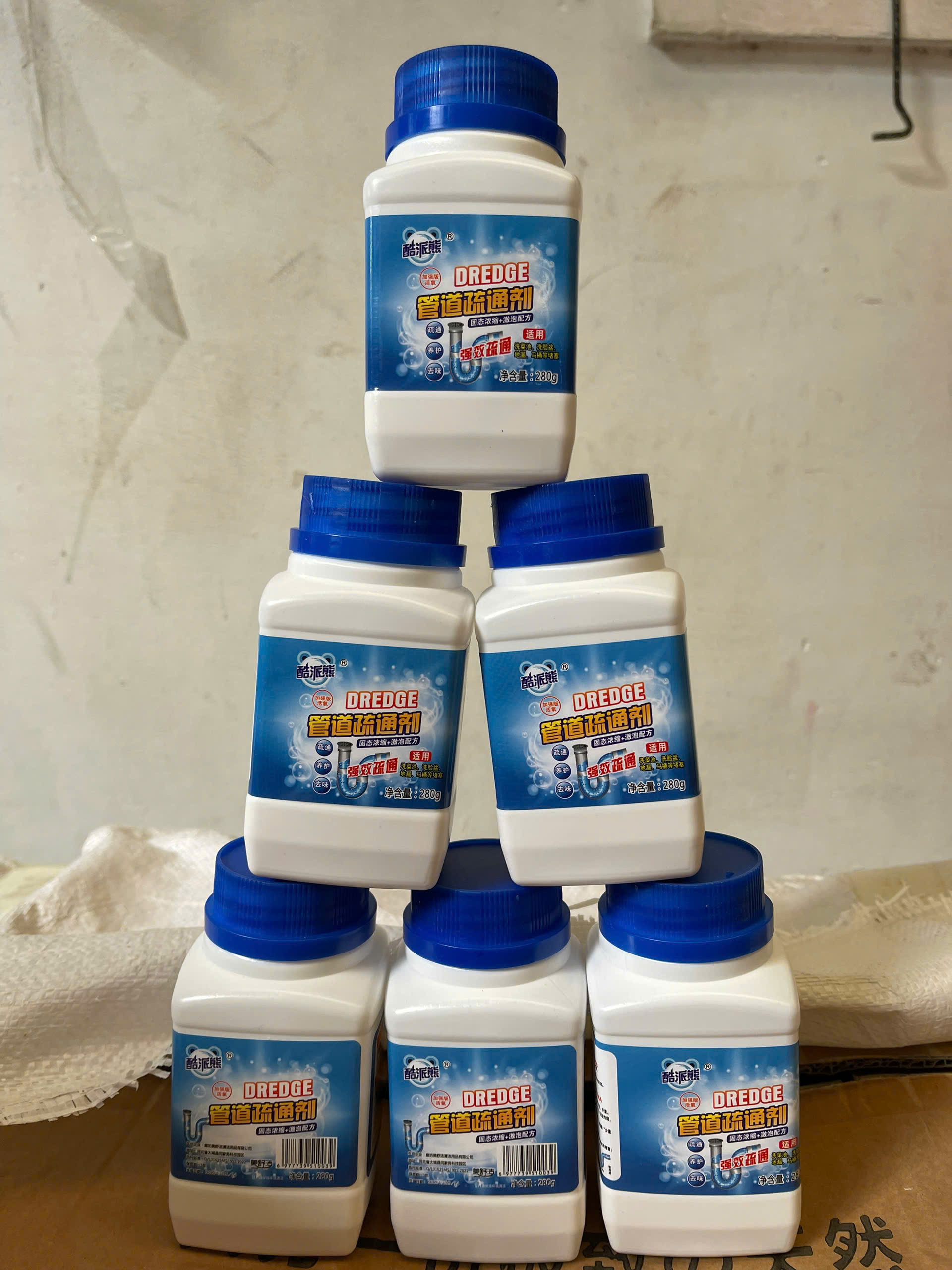 Lọ Thông Cống Vuông Nắp Xanh (Kiện 100 Cái)